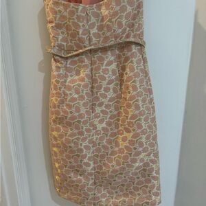 Moschino Strapless Floral Dress in Peach and Cream